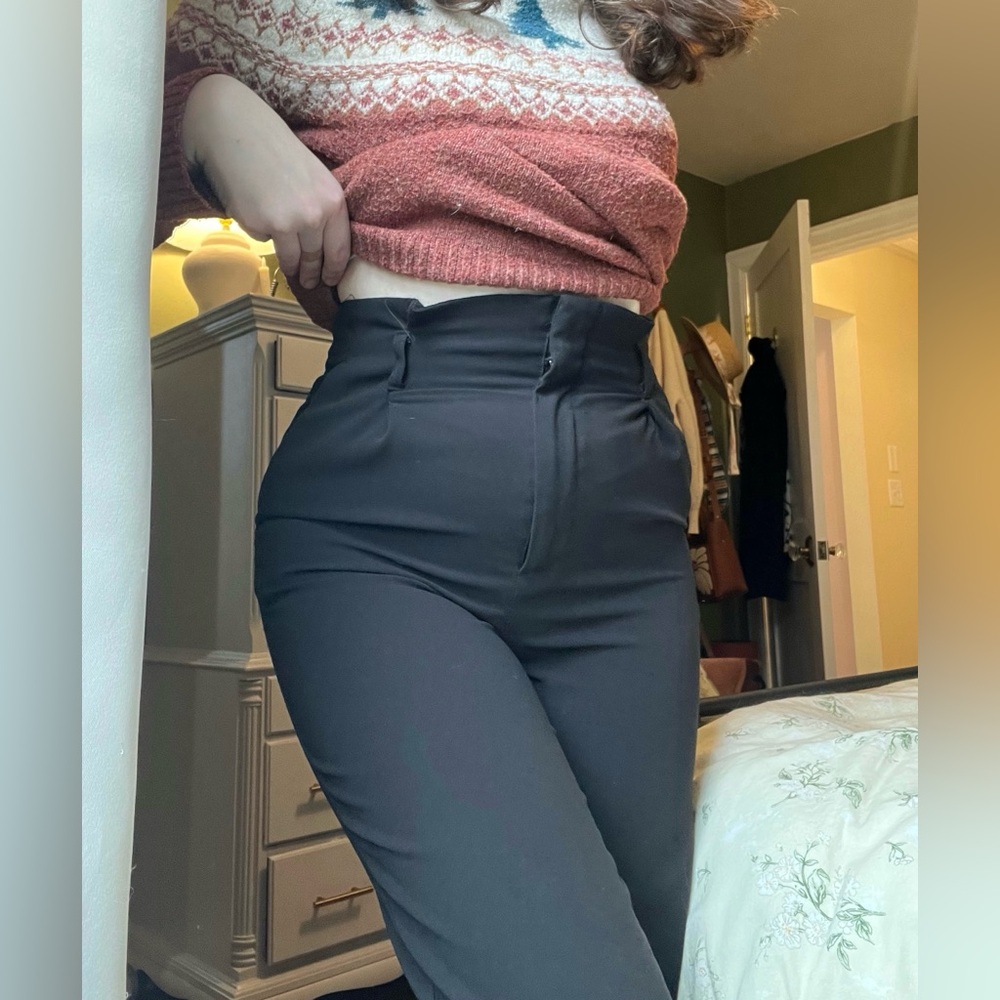 Paper bag style cigarette pants